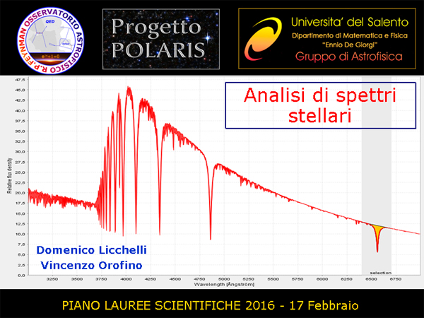 Progetto POLARIS - Spettroscopia stellare