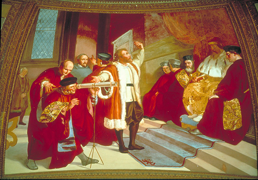 Galileo presenta al Doge e al Senato Veneto il suo cannocchiale. Affresco di Luigi Sabatelli.